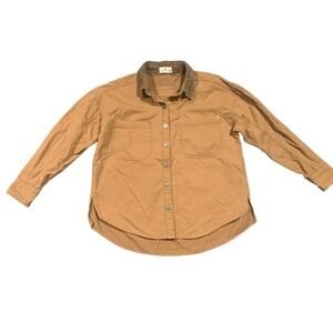 Urban Daizy Camel Brown Cotton Button Down Corduroy Collar Shacket Women's M